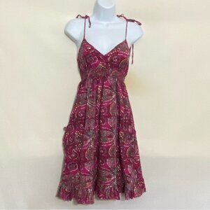 W-39 Flowers Red & Colorful Print Sleeveless MIDI Summer Dress Size S‎